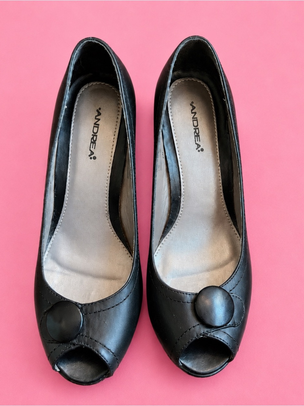 ANDREA FENZI Elegant Black Peep Toe Heels